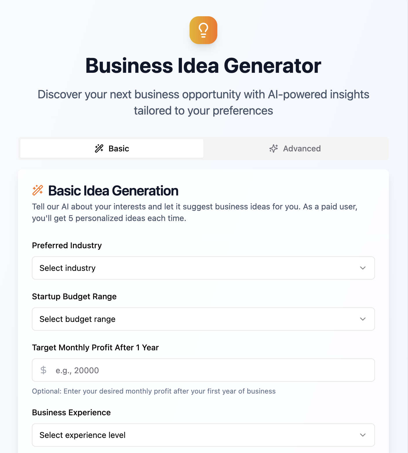 DreamLauncher Business Idea Generator